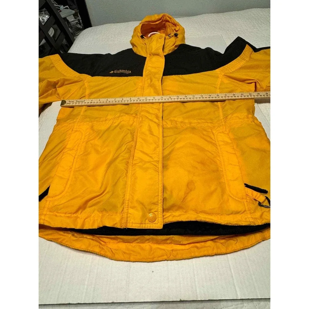 Columbia Sportswear Company Jacket‎ Black Yellow Hooded Fleece Lined Size M